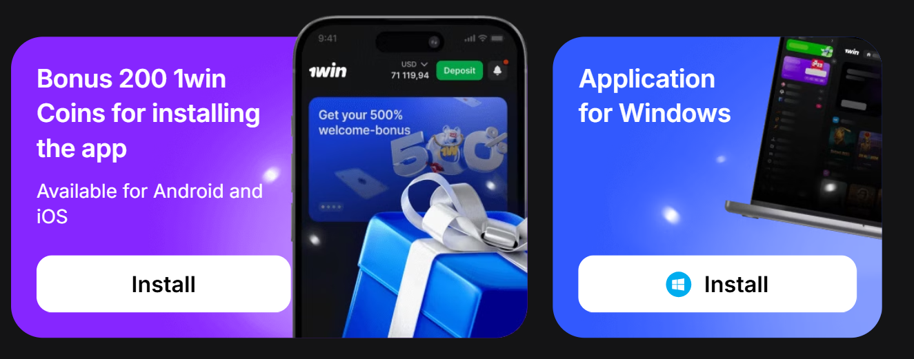 Play casino and sports on 1win PC app